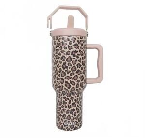 NEW KATYDID stainless steel tumbler with lid handle - 38oz in cheetah